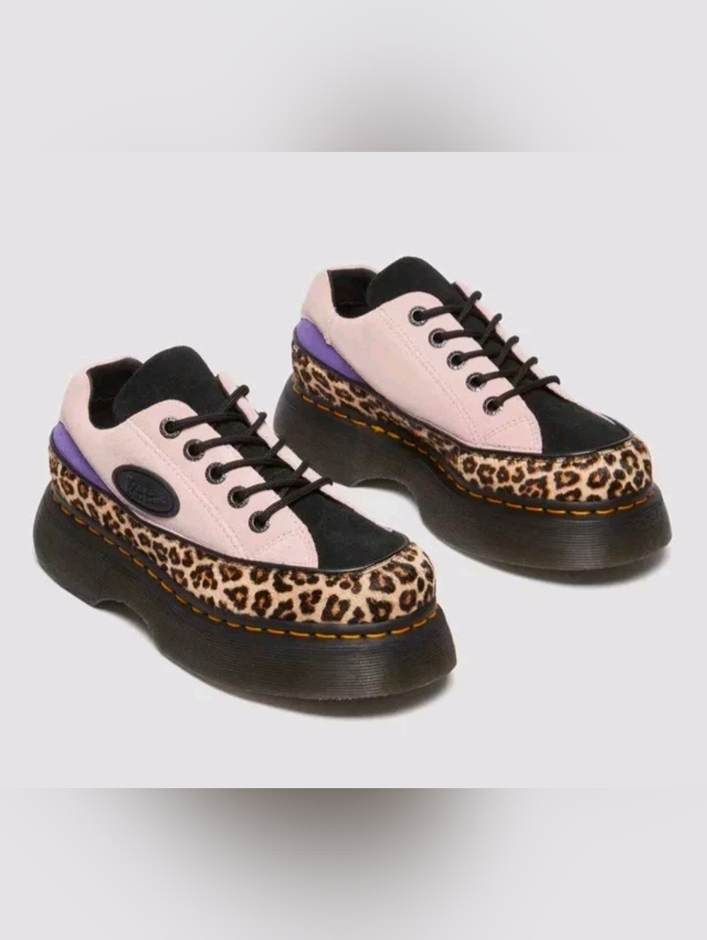 ❌️❌️SOLD❌️❌️Dr. Martens Pink, Black & Leopard Platform Lace-Up Sneakers